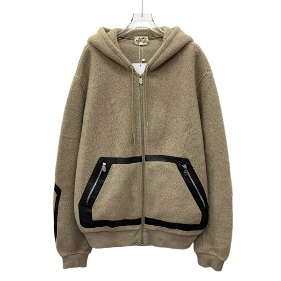 Hermes Brown wool hooded zip-up long-sleeve jacket - Picture 1 of 7